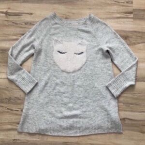 Lauren Conrad Cozy Gray Cat Face Sweater